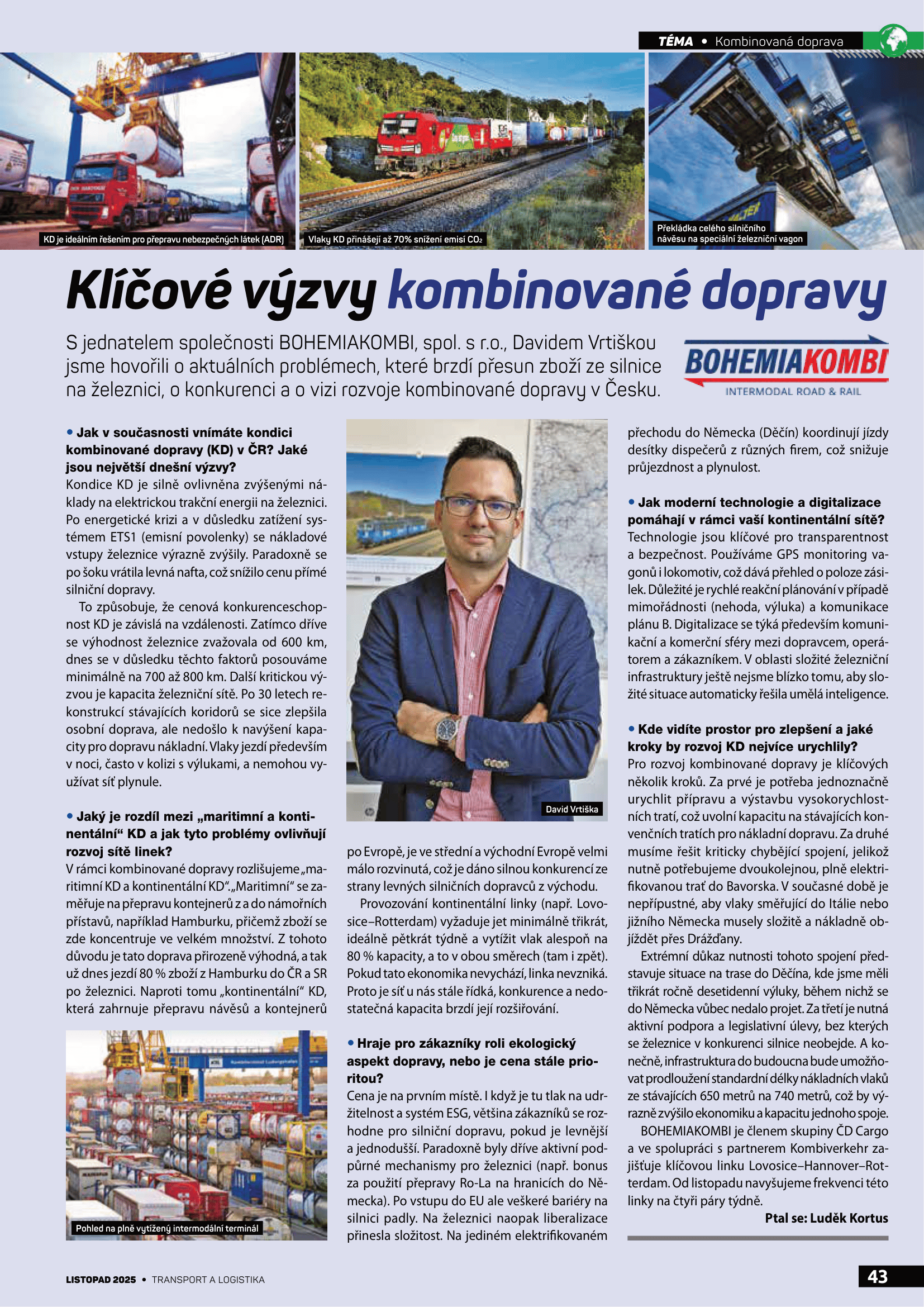 Klíčové výzvy kombinované dopravy